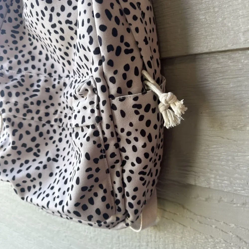 Snow Leopard Print Girl’s Women’s Beige Black Spots Animal Print School Backpack